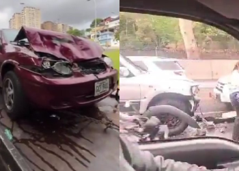 Siete vehículos involucrados en aparatoso choque en la autopista Prados del Este de Caracas