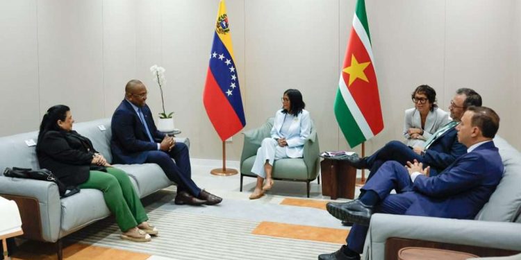 Delcy se reunió en Caracas con el ministro de Exteriores de Surinam